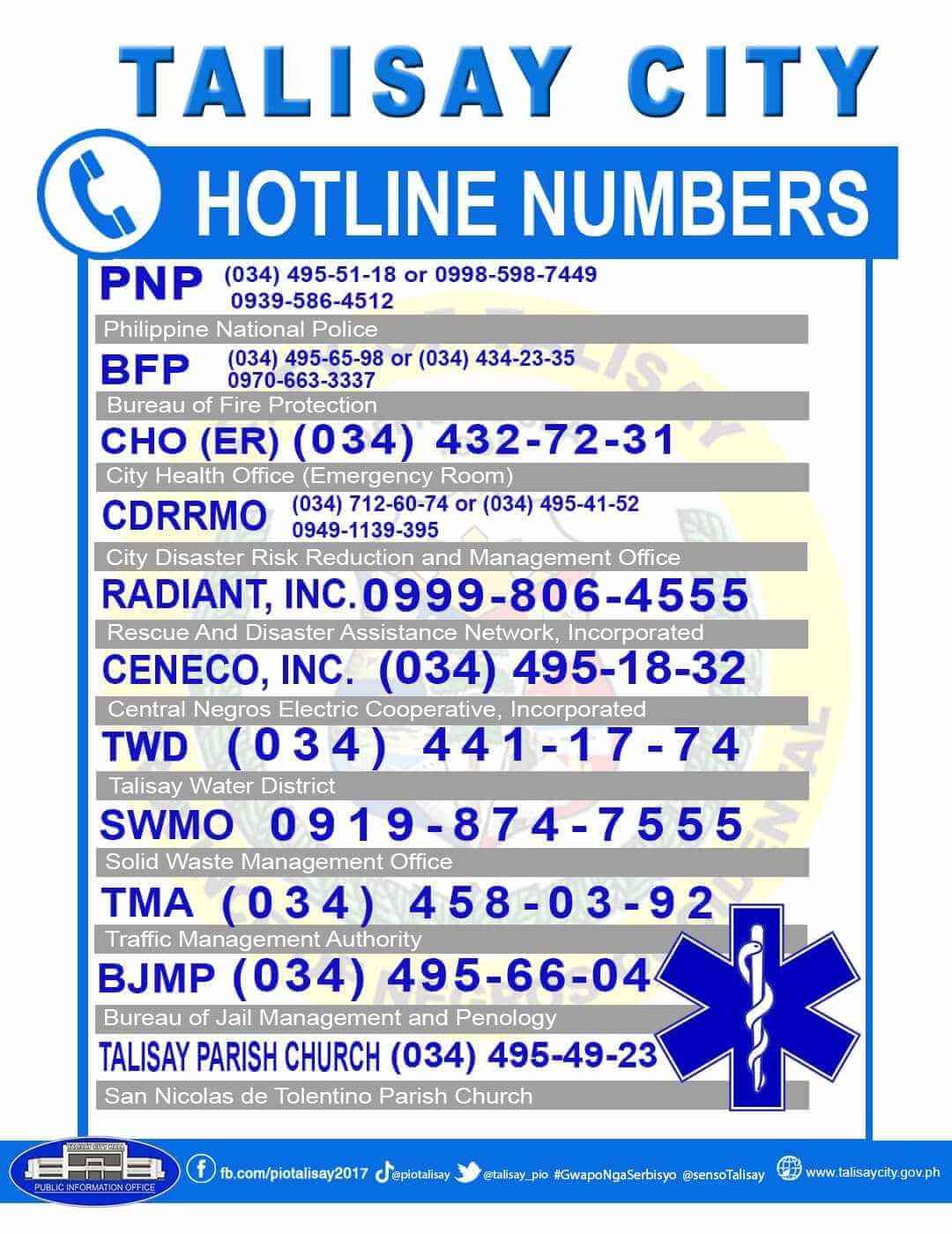 Talisay City Hotline Numbers